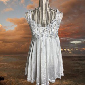 Vintage 80s Intimate Attitudes Lingerie White Size Small Chemise Sleep Dress